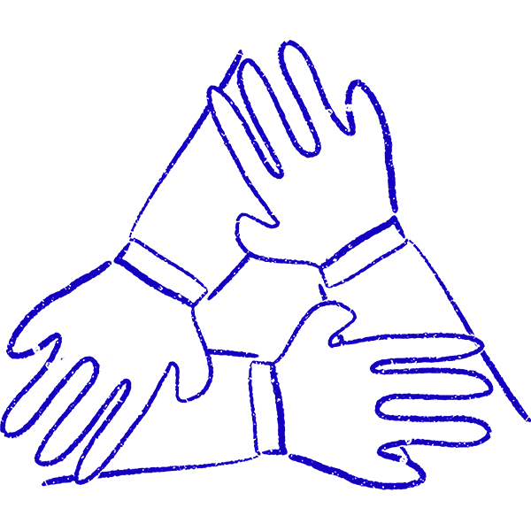 Three hands illustration