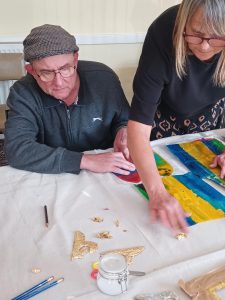 Two people at an art class