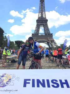 Guy after completing to London to Paris cycle challenge!