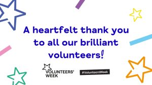 A graphic saying thank you to our volunteers